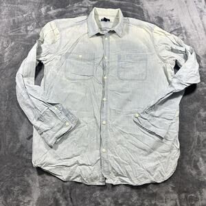 Gap Button Up Shirt Mens XL Light Blue Standard Fit Denim Long Sleeve‎ Pockets